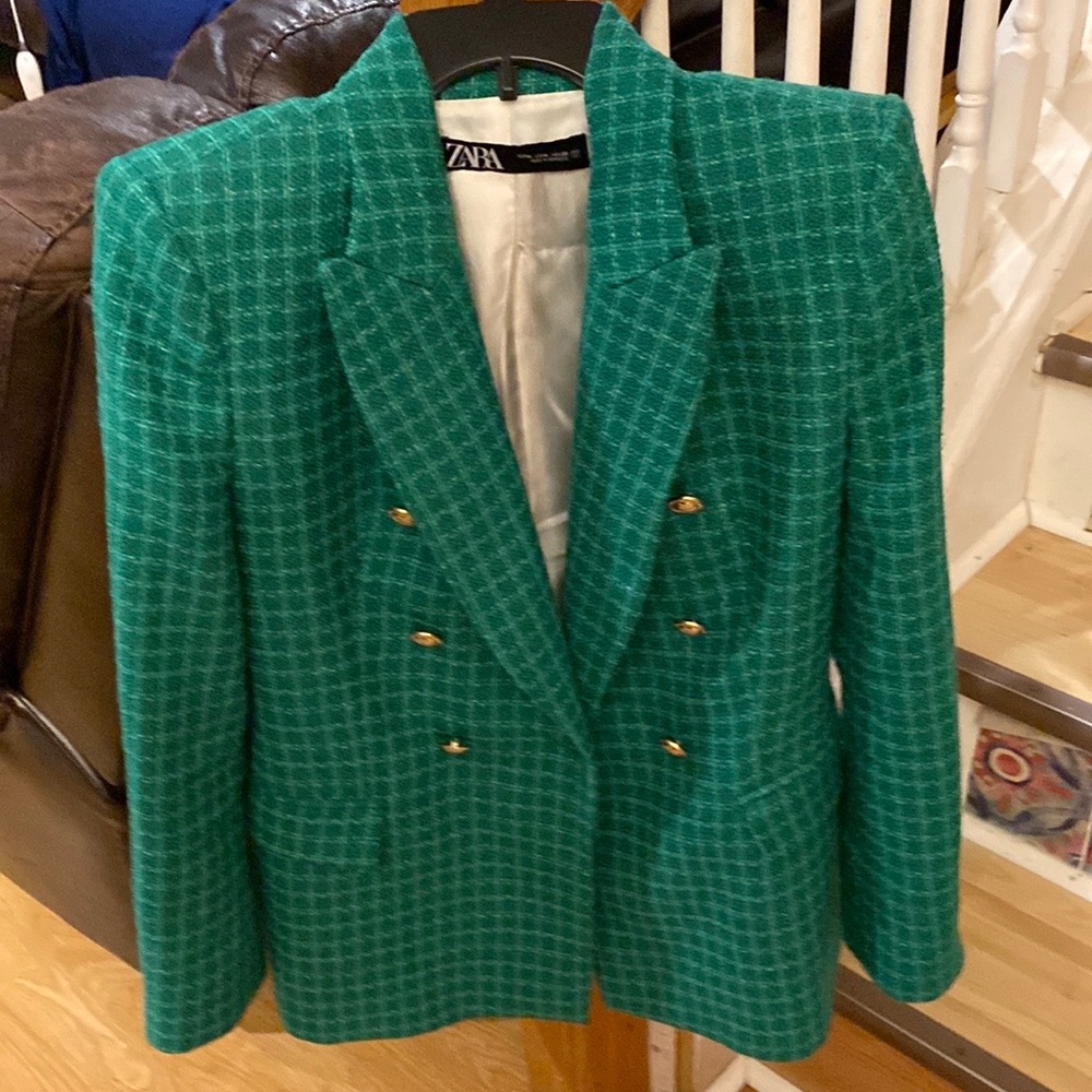 Zara Green Blazer, New Collection, worn once